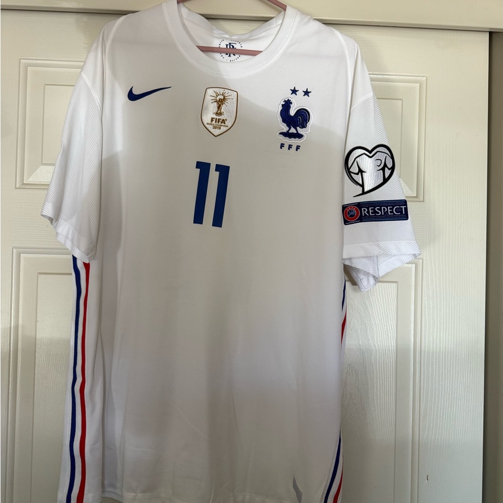 Nike White Soccer Jersey with Blue Accents